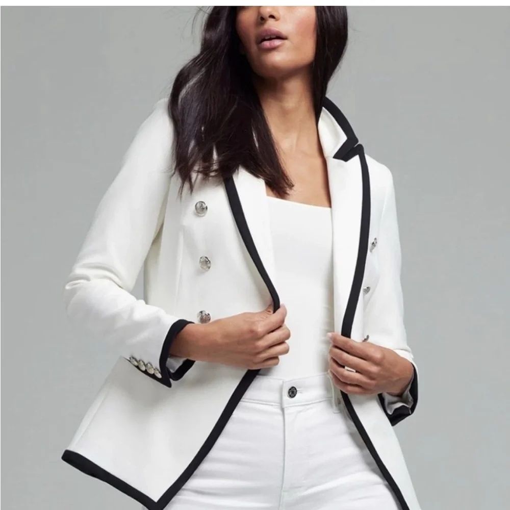 White House Black Market Ivory Blazer with Black Trim - Picture 2 of 3